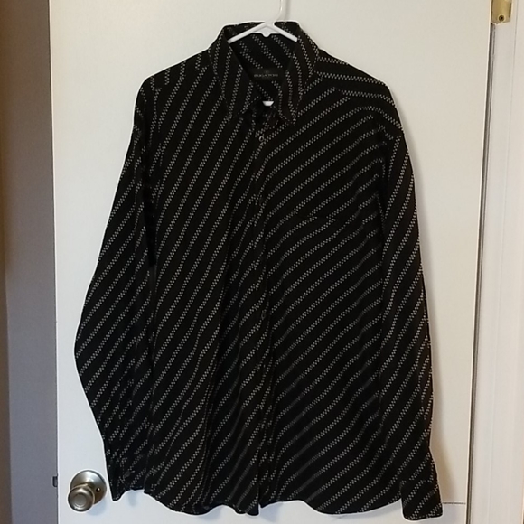 Bugatchi Uomo Black Tan Diagonal Striped Shirt - Picture 1 of 3